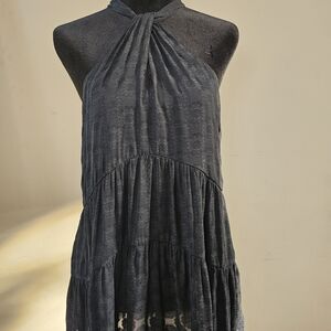 Anthropologie Elegant Gray Floral Lace Top